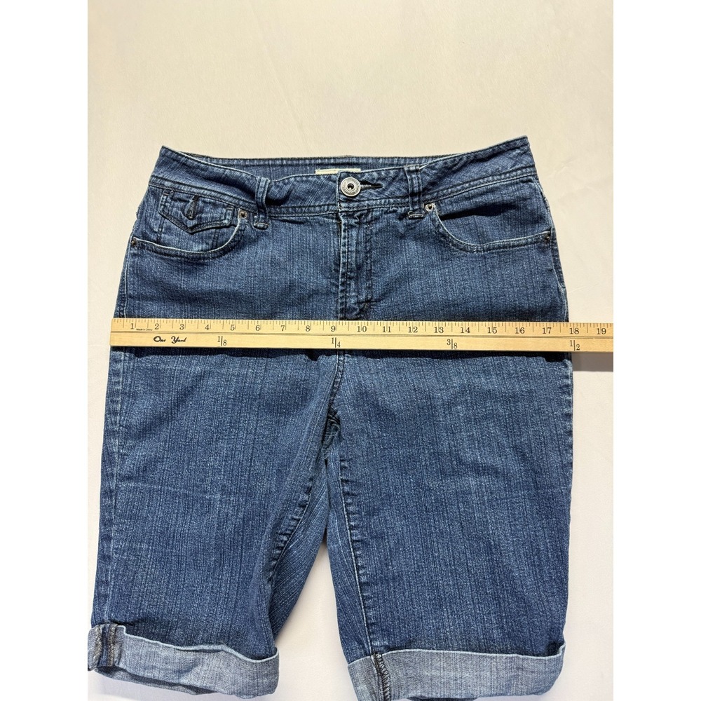 St. John's Bay Bermuda Shorts Womens 10‎ Blue Denim Stretch Mid Rise Cuffed Hem - Picture 7 of 11